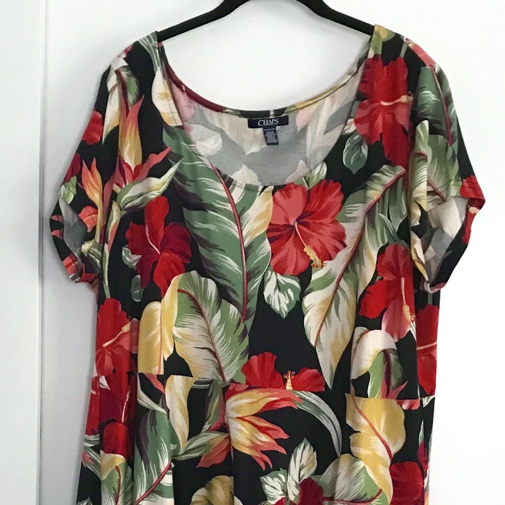 Tropical Print Cotton Midi Dress